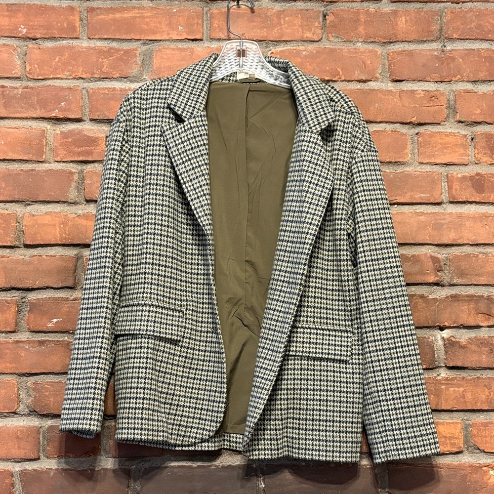 Madewell Black and White Houndstooth Blazer